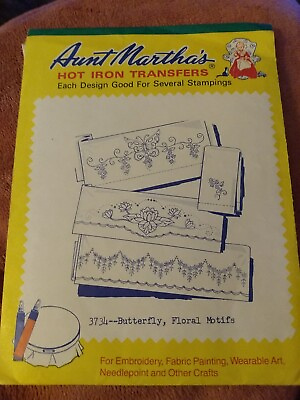 #ad Vintage Aunt Martha#x27;s Butterfly Floral Motif Iron On Embroidery Transfers $4.99