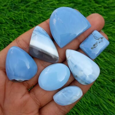 #ad 7 Pcs Natural Blue Opal Cabochon Loose Gemstone Wholesale Lot 18 32 mm $24.99
