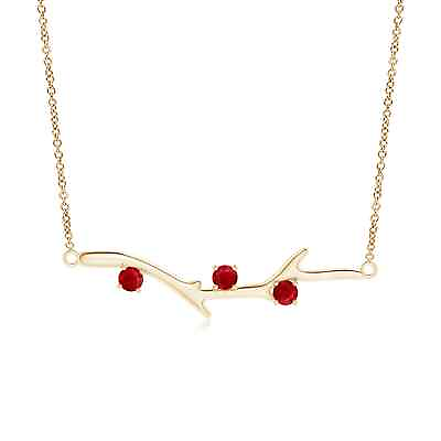 #ad Prong Set Ruby Tree Branch Necklace in 14K Yellow Gold $701.10
