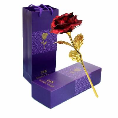#ad TINYOUTH 24K Red Rose Flower Gold Dipped Rose 24K Forever Rose with Gift Box ... $15.36