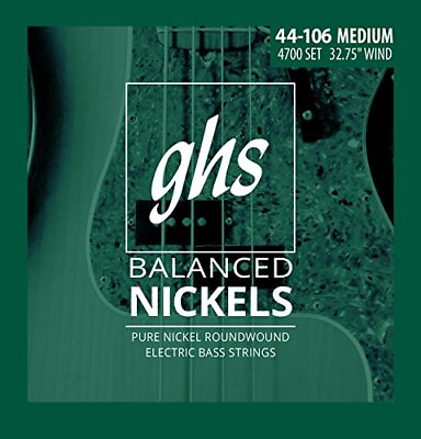 #ad GHS Short Scale Balanced Nickels 4 Bass Strings Medium Gauge 32.75quot; Winding 4700 $42.98