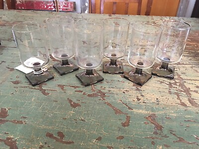 #ad 6 Antique Glass Desert Pedestal Cups 4 In Tall $26.50
