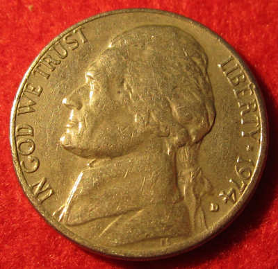 #ad 1974 D Jefferson Nickel Circulated G Good to VF Very Fine $1.68