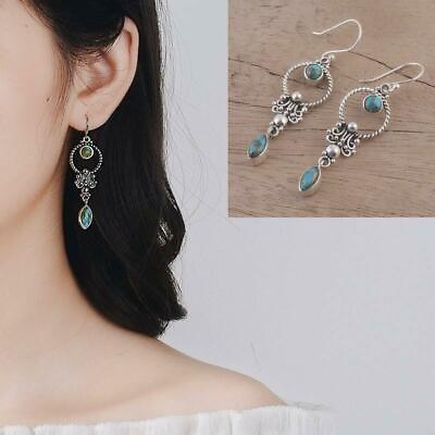 #ad Boho Turquoise 925 Silver Fashion Dangle Earrings Women Jewelry Ear Hook Jewelry C $2.59