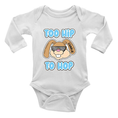 #ad Personalised Funny Easter Baby Grow Vest Bodysuit Too Hip Hop Rabbit Bunny L S GBP 5.99