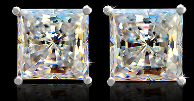 #ad 5 ct Brilliant Princess Earrings Top AAAA CZ Moissanite Simulant Solid Silver $48.00
