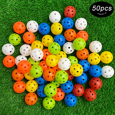 #ad Crestgolf Plastic Golf Balls Floor Ball Airflow Hollow Practice Ball 50pcs Pack $12.99