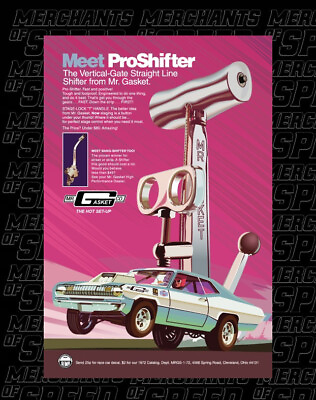 #ad MR. GASKET 1971 #x27;71 Pro Shifter Original Ad Banner Plymouth Duster Drag Racing $47.95