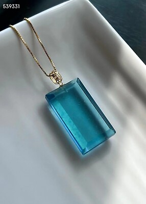 #ad Natural Aquamarine Gemstone Blue Crystal 18K Fashion Pendant AAAAA $250.00