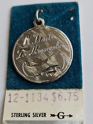 #ad Sterling Silver quot;A Date To Rememberquot; Bracelet Charm VINTAGE $9.99