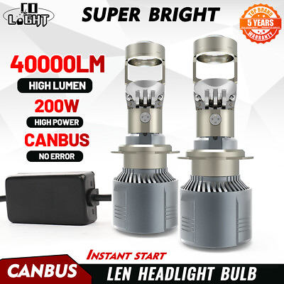 #ad Pair 40000LM H4 Led Mini Projector Lens Canbus Car Headlight Bulbs 100W Lamp $49.99