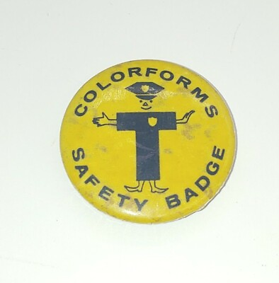 #ad Vintage Operation Safety Colorforms Safety badge pin 1959 RARE $6.00