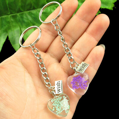 #ad 5Pcs Crystal Glass Dried Flower Heart Pendant Reiki Healing Amulet SSG192 $11.69