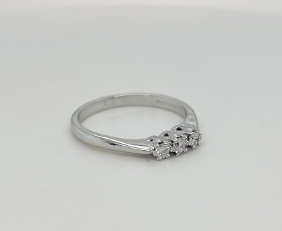 #ad 9ct Hallmarked White Gold Diamond Three Stone Ring Size N GBP 165.00