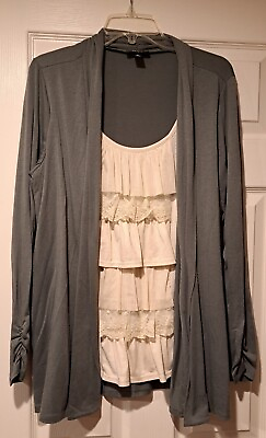 #ad ALYX Women#x27;s Olive Green Long Sleeve Faux Cardigan Shirt XL $1.29