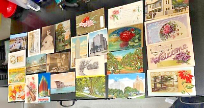 #ad Vintage lot of postcards 50 Random Postcards from the 1800s to 00s Historic $9.99