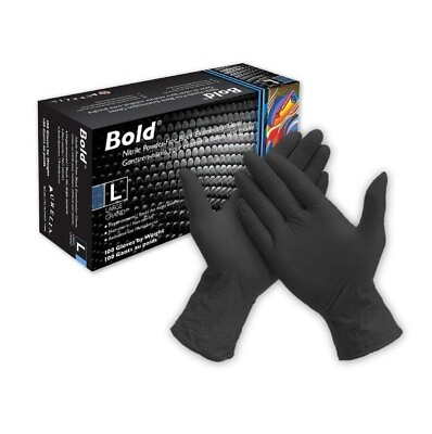 #ad Aurelia Bold Nitrile Powder Free Black Disposable Gloves Case of 10 Boxes x 1000 $85.00