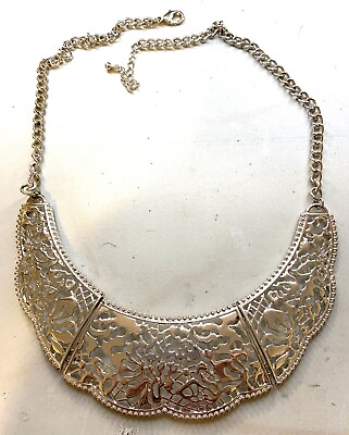 #ad 6.56 Vintage necklace choker silver tone filigree $26.00