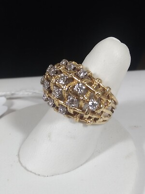 #ad Antique 18k Gold Diamond Cluster Rope Weave Ring Size 5 $900.00