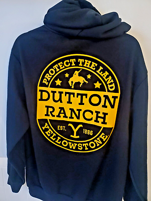 #ad Yellowstone Dutton Ranch #x27;Protect the land quot; Logo Black Hoodie Size Large $24.97