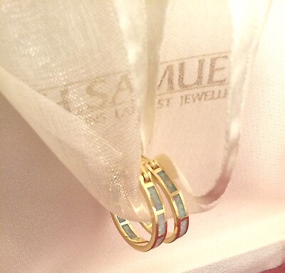 #ad Vintage Jewellery Gold Opal Earrings Antique Deco Jewelry Ear Rings Blue Opals AU $495.00