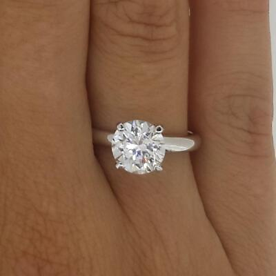 #ad 3.5 Ct 4 prong Solitaire Round Cut Diamond Engagement Ring SI2 F White Gold 14k $6241.00