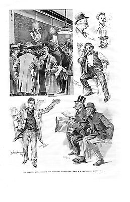 #ad Scenes in the pool rooms of New York The Gambling Evil 1893 Antique Print $25.46