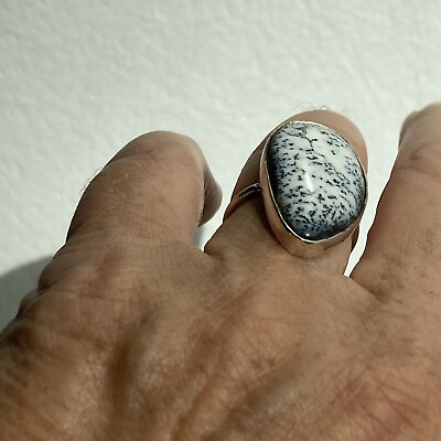 #ad Vintage Artisan Handmade Silver Unmarked Dalmatian Jasper Ring Size 7 1 4 $32.00
