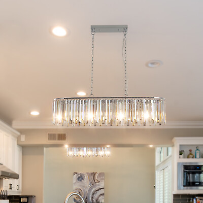 #ad Dining Room Modern Crystal 8 Light Ceiling Light Chandelier Oval Pendant Lamp $168.99