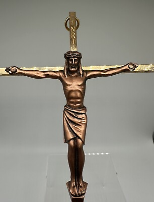 #ad Vintage Bronze amp; Gold Tone 10 inch Catholic Wall Crucifix Cross of Jesus INRI $17.00