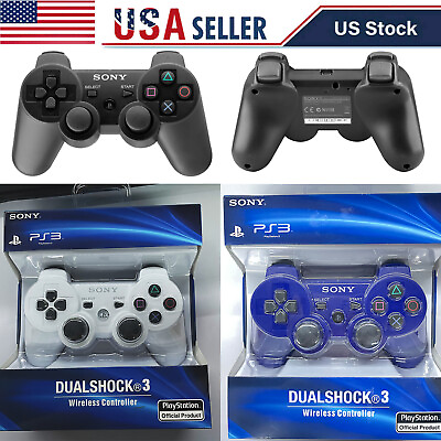 #ad Genuine OEM Black White Blue For Sony PlayStation 3 PS3 DualShock 3 Controller $33.99