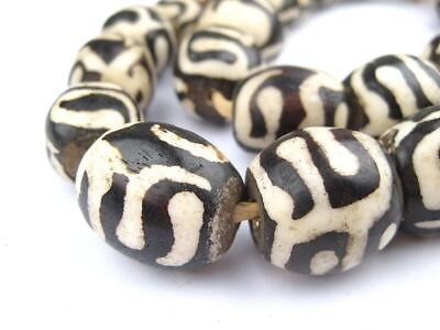 #ad Traditional Batik Bone Beads Sphere 23mm Kenya African Black and White Round $26.50