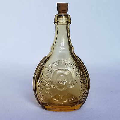 #ad Glass Bottle Wheaton Co Jenny Lind The Swedish Nightingale Amber Art Glass EUC $7.95