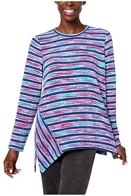 #ad LOGO by Lori Goldstein Crew Neck Chenille Sweaterknit Sodalite Blue $21.99
