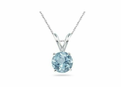 #ad Aquamarine Solitaire Round Pendant Necklace in Solid Sterling Silver $25.00