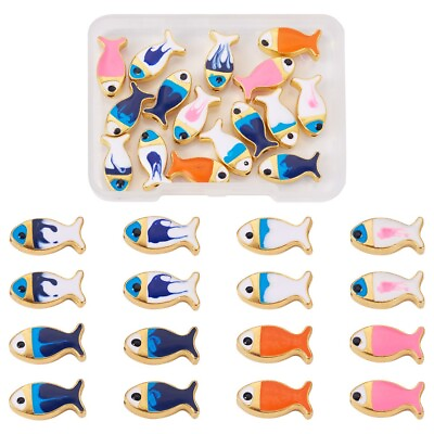 #ad 1 Box Rack Plating Fish Alloy Enamel Beads Crafts For Jewelry Making 17x8x4.5mm $12.57