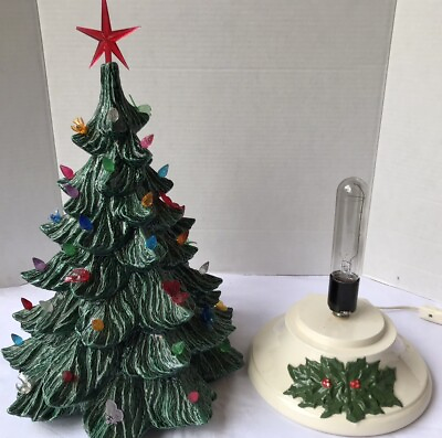 #ad Vintage Ceramic Lighted Christmas Tree with Base 20” $120.00