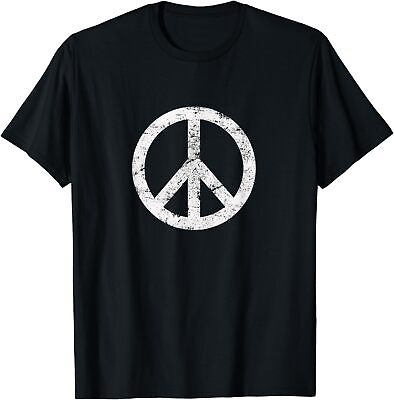 #ad Distressed Hippie Peace Sign Cool Vintage Symbol Gift Unisex T Shirt $19.99