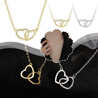 #ad Double Love Heart Bling Pendant Clavicle Chain Necklace Gift For Women N5P6 US $1.01