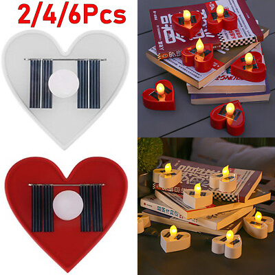 #ad Solar Candle Light Romantic Heart Love LED Tealight Flameless for Wedding Night $24.98