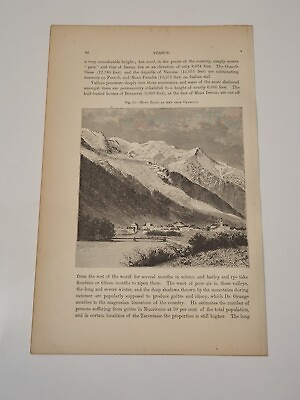 #ad Mont Blanc as Seen from Chamonix France c. 1882 Engraving 211 $9.95