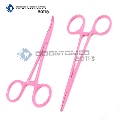 #ad 2 Mosquito Hemostat Forceps 5quot; Str amp; Cvd Pink Color Surgical Instrument $8.85