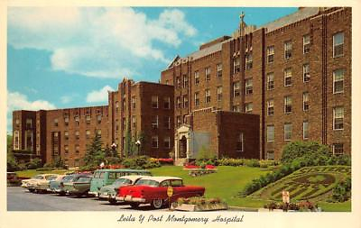 #ad BATTLE CREEK MI Michigan LEILA Y POST MONTGOMERY HOSPITAL 50#x27;s Cars Postcard $4.25