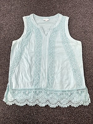 #ad Charter Club Lace Tank Top Shirt Ladies 2X Plus Light Blue Pastel Casual Comfort $13.79