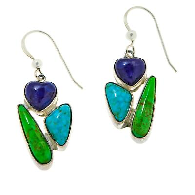 #ad Jay King Sterling Silver Multicolor Turquoise Drop Earrings $47.49