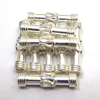 #ad 10 Pcs 22X6mm Bali Tube Bead Silver Plated Jewelry Making Bead vn 172 $5.99