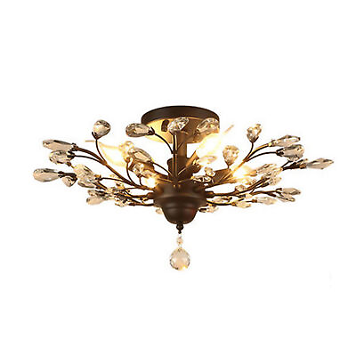 #ad Black LED Chandelier Branches Crystal Pendant Lamp Vintage Bedroom Ceiling Light $68.40