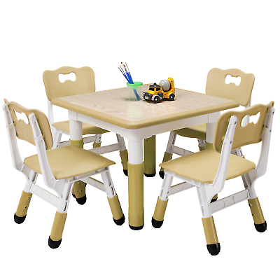 #ad 5pcs Kids Table Chairs Set Height Adjustable Children Play Table Multi Activity $98.27