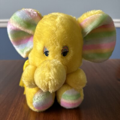 #ad 1984 Animal Toy Elephant Yellow Stuffed Animal Plush 8quot; Vintage $9.99