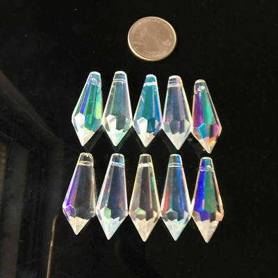 #ad 10X Chandelier Crystals Lamp Prisms Iridescent Icicle Parts Hanging Drops 38mm $8.97